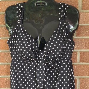 Black and white polka dot one piece swimsuit
